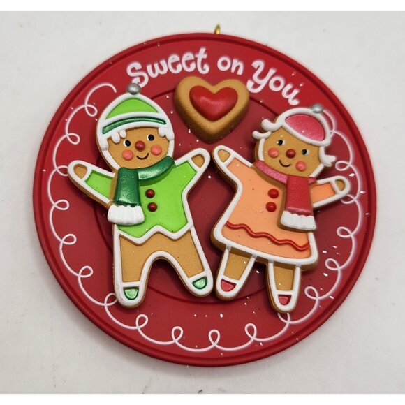 Hallmark Christmas Ornament 2014 Sweet On You Gingerbread Man And Girl 3" - Picture 1 of 5